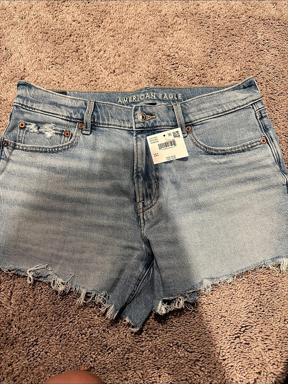 American Eagle Frayed Denim Jean Shorts Blue Size 6